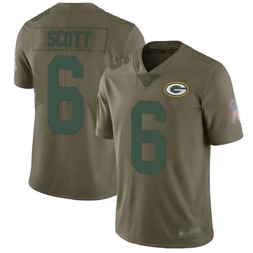Green Bay Packers Limited Olive Men #6 Scott J K Jersey Nike NFL 2017 Salute to Service->nfl t-shirts->Sports Accessory